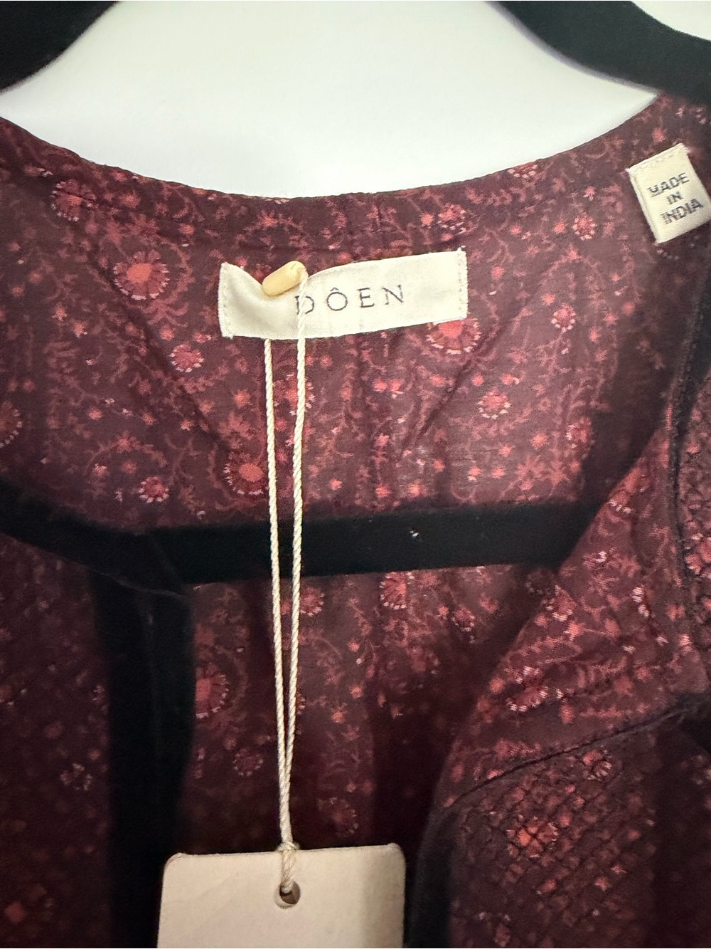 Doen Burgundy Floral Long Sleeve Tiered Mini Dress - Picture 5 of 11